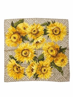 Gucci Sunflower Silk Scarf 35” Large Square Floral Italy Tom Ford Era